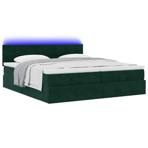 Οθωμανικό κρεβάτι με στρώματα&LEDs Dark Green 180x200cm Velvet - Pakobazaar