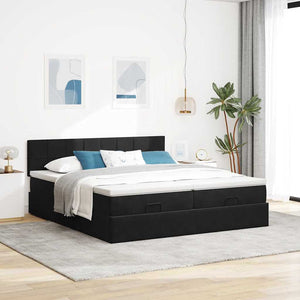 Οθωμανικό κρεβάτι με στρώματα & LEDs Μαύρο 200x200cm Velvet - Pakobazaar