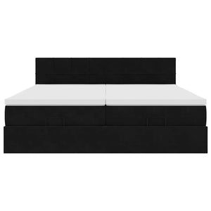 Οθωμανικό κρεβάτι με στρώματα & LEDs Μαύρο 200x200cm Velvet - Pakobazaar