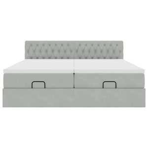 Οθωμανικό κρεβάτι με στρώματα & LEDs Ανοιχτό γκρι Βελούδο - Pakobazaar