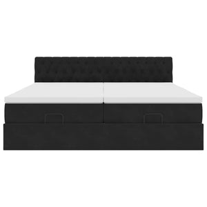 Οθωμανικό κρεβάτι με στρώματα & LEDs Μαύρο 160x200cm Velvet - Pakobazaar
