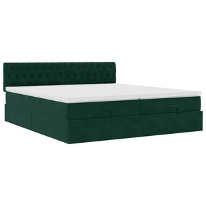 Οθωμανικό κρεβάτι με στρώματα&LEDs Dark Green 180x200cm Velvet - Pakobazaar
