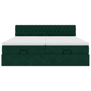 Οθωμανικό κρεβάτι με στρώματα&LEDs Dark Green 180x200cm Velvet - Pakobazaar
