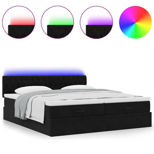 Οθωμανικό κρεβάτι με στρώματα & LEDs Μαύρο 200x200cm Velvet - Pakobazaar