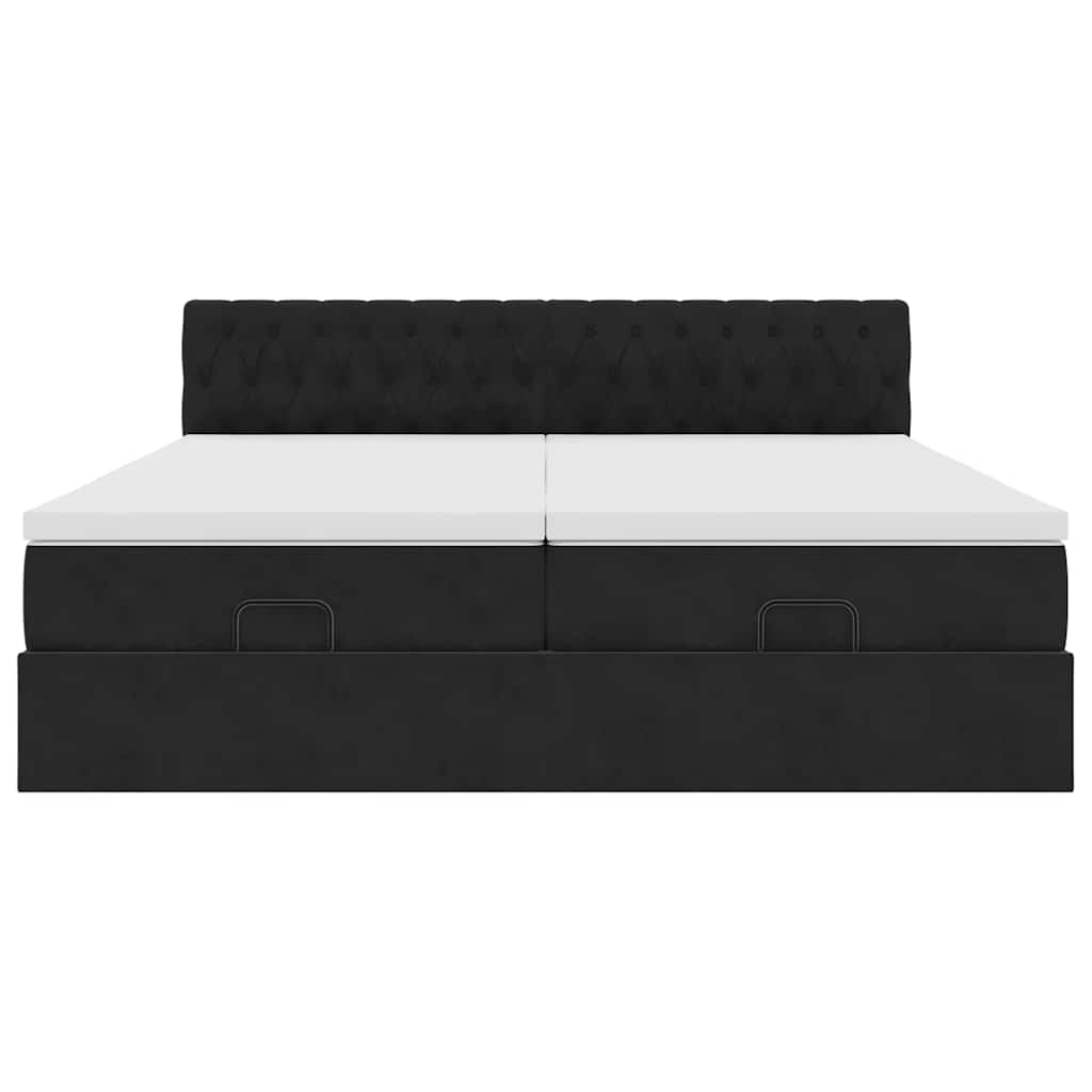 Οθωμανικό κρεβάτι με στρώματα & LEDs Μαύρο 200x200cm Velvet - Pakobazaar