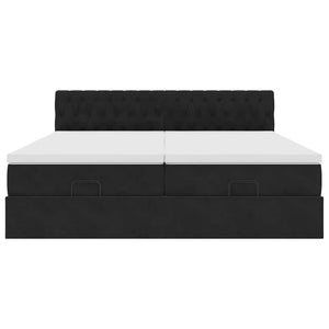 Οθωμανικό κρεβάτι με στρώματα & LEDs Μαύρο 200x200cm Velvet - Pakobazaar