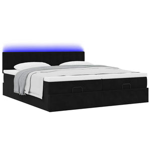 Οθωμανικό κρεβάτι με στρώματα & LEDs Μαύρο 160x200cm Velvet - Pakobazaar