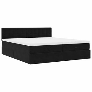 Οθωμανικό κρεβάτι με στρώματα & LEDs Μαύρο 160x200cm Velvet - Pakobazaar