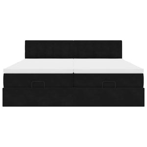 Οθωμανικό κρεβάτι με στρώματα & LEDs Μαύρο 160x200cm Velvet - Pakobazaar
