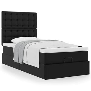 Οθωμανικό κρεβάτι με στρώμα Μαύρο 80x200cm Faux Leather - Pakobazaar