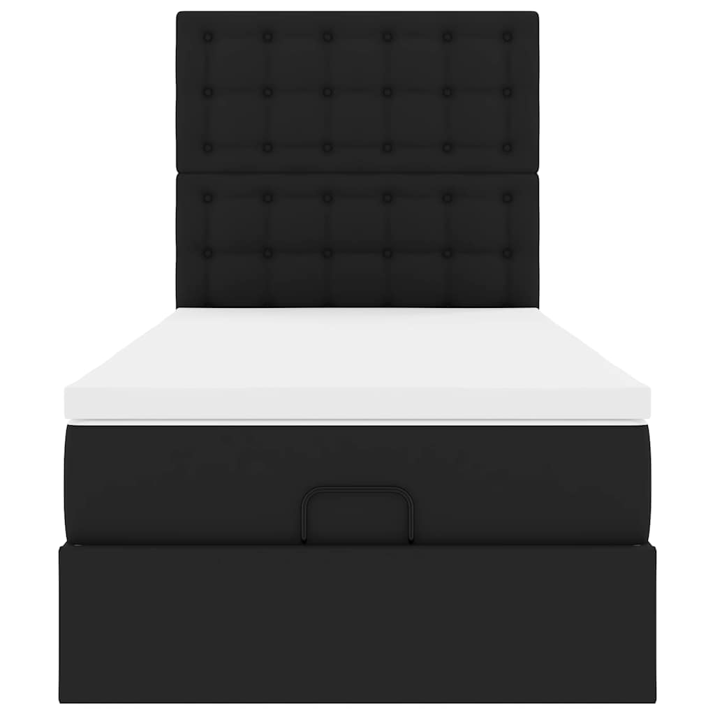 Οθωμανικό κρεβάτι με στρώμα Μαύρο 80x200cm Faux Leather - Pakobazaar