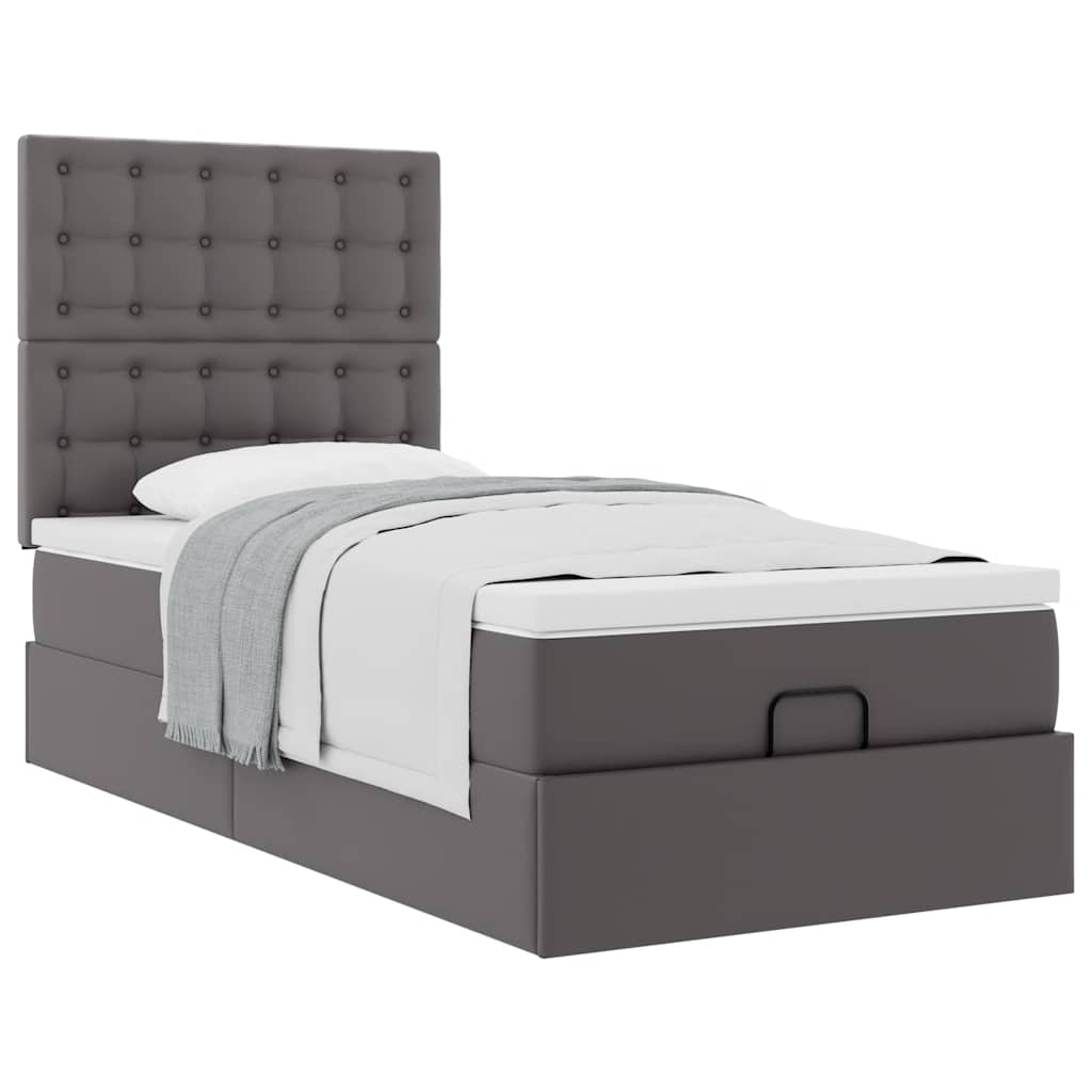Οθωμανικό κρεβάτι με στρώμα Γκρι 80x200cm Faux Leather - Pakobazaar