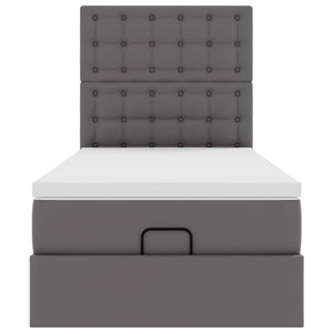Οθωμανικό κρεβάτι με στρώμα Γκρι 80x200cm Faux Leather - Pakobazaar