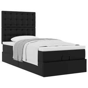 Οθωμανικό κρεβάτι με στρώμα Μαύρο 90x190cm Faux Leather