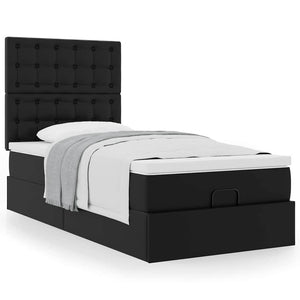 Οθωμανικό κρεβάτι με στρώμα Μαύρο 90x190cm Faux Leather
