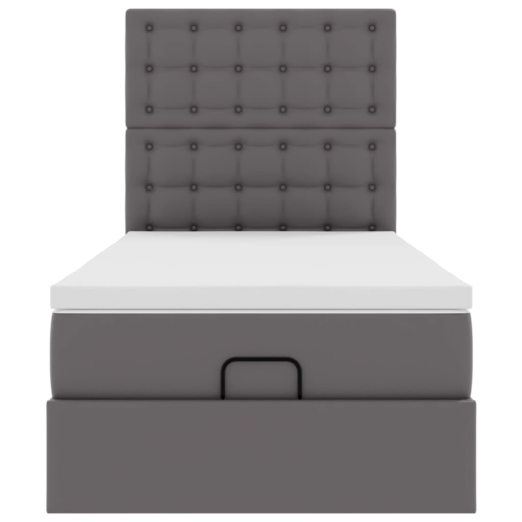 Οθωμανικό κρεβάτι με στρώμα Γκρι 90x190cm Faux Leather - Pakobazaar