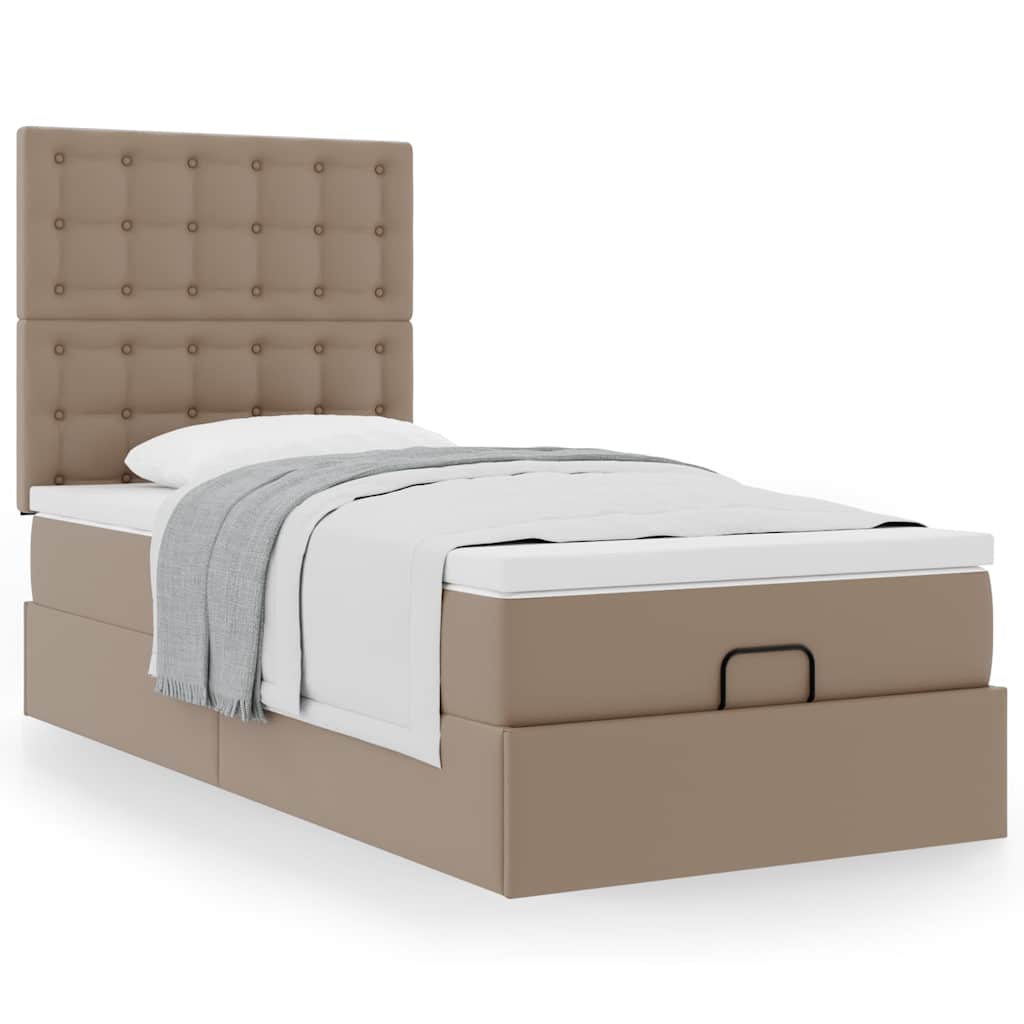 Οθωμανικό κρεβάτι με στρώμα Cappucino 90x190cm Faux Leather