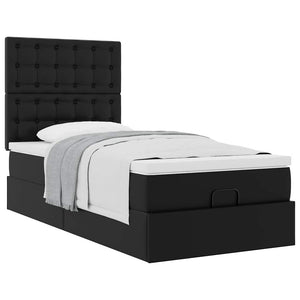 Οθωμανικό κρεβάτι με στρώμα Μαύρο 90x200cm Faux Leather
