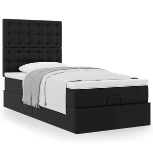 Οθωμανικό κρεβάτι με στρώμα Μαύρο 90x200cm Faux Leather