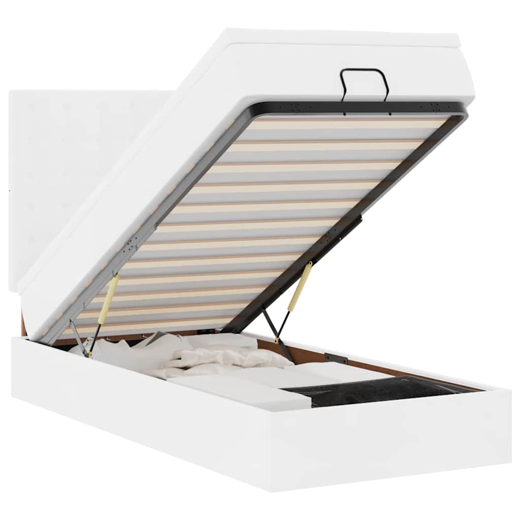 Οθωμανικό κρεβάτι με στρώμα Λευκό 90x200cm Faux Leather - Pakobazaar