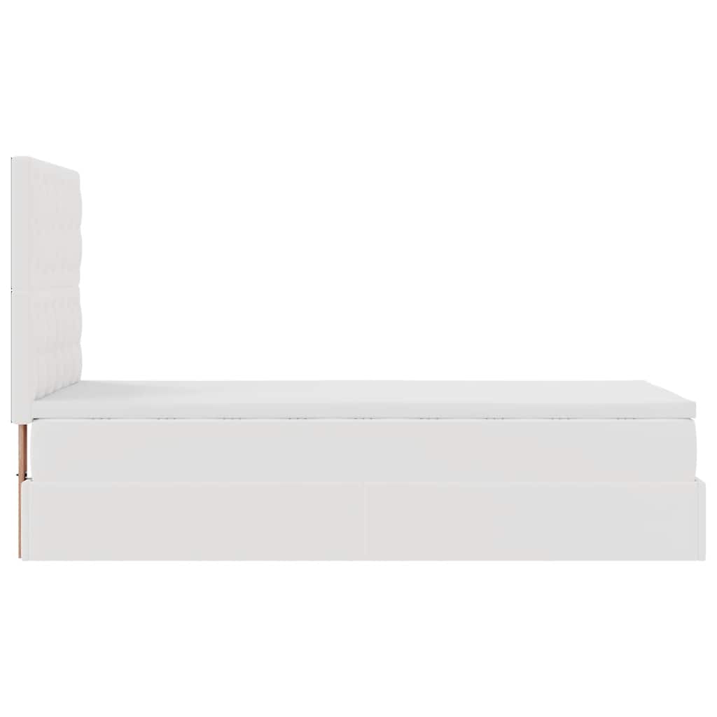 Οθωμανικό κρεβάτι με στρώμα Λευκό 90x200cm Faux Leather - Pakobazaar