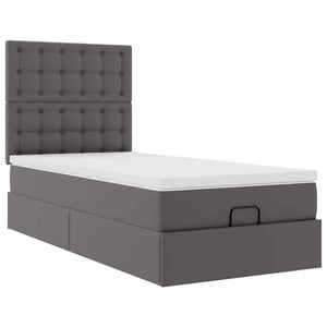 Οθωμανικό κρεβάτι με στρώμα Γκρι 90x200cm Faux Leather