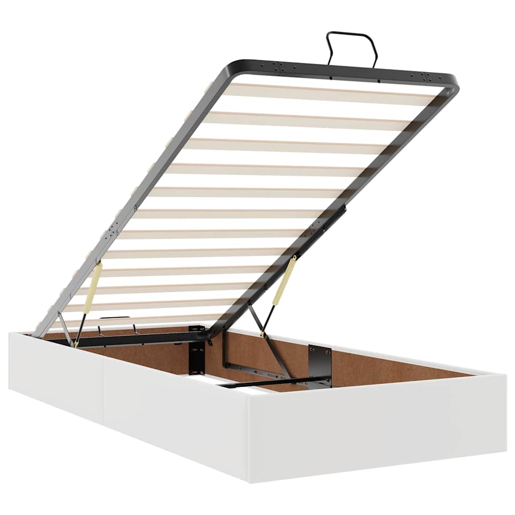 Οθωμανικό κρεβάτι με στρώμα Λευκό 100x200cm Faux Leather - Pakobazaar