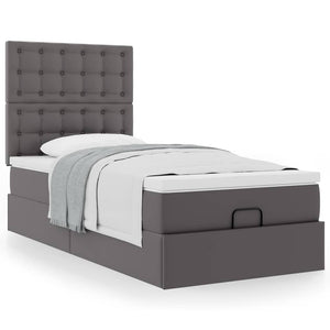 Οθωμανικό κρεβάτι με στρώμα Γκρι 100x200cm Faux Leather - Pakobazaar
