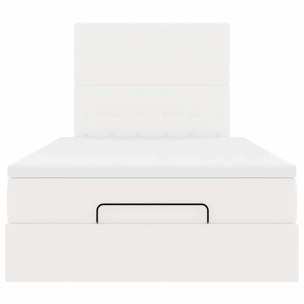 Οθωμανικό κρεβάτι με στρώμα Λευκό 120x190 cm Faux Leather - Pakobazaar