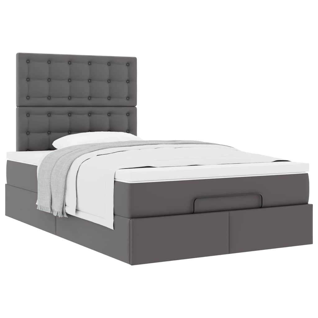 Οθωμανικό κρεβάτι με στρώμα Γκρι 120x190 cm Faux Leather - Pakobazaar