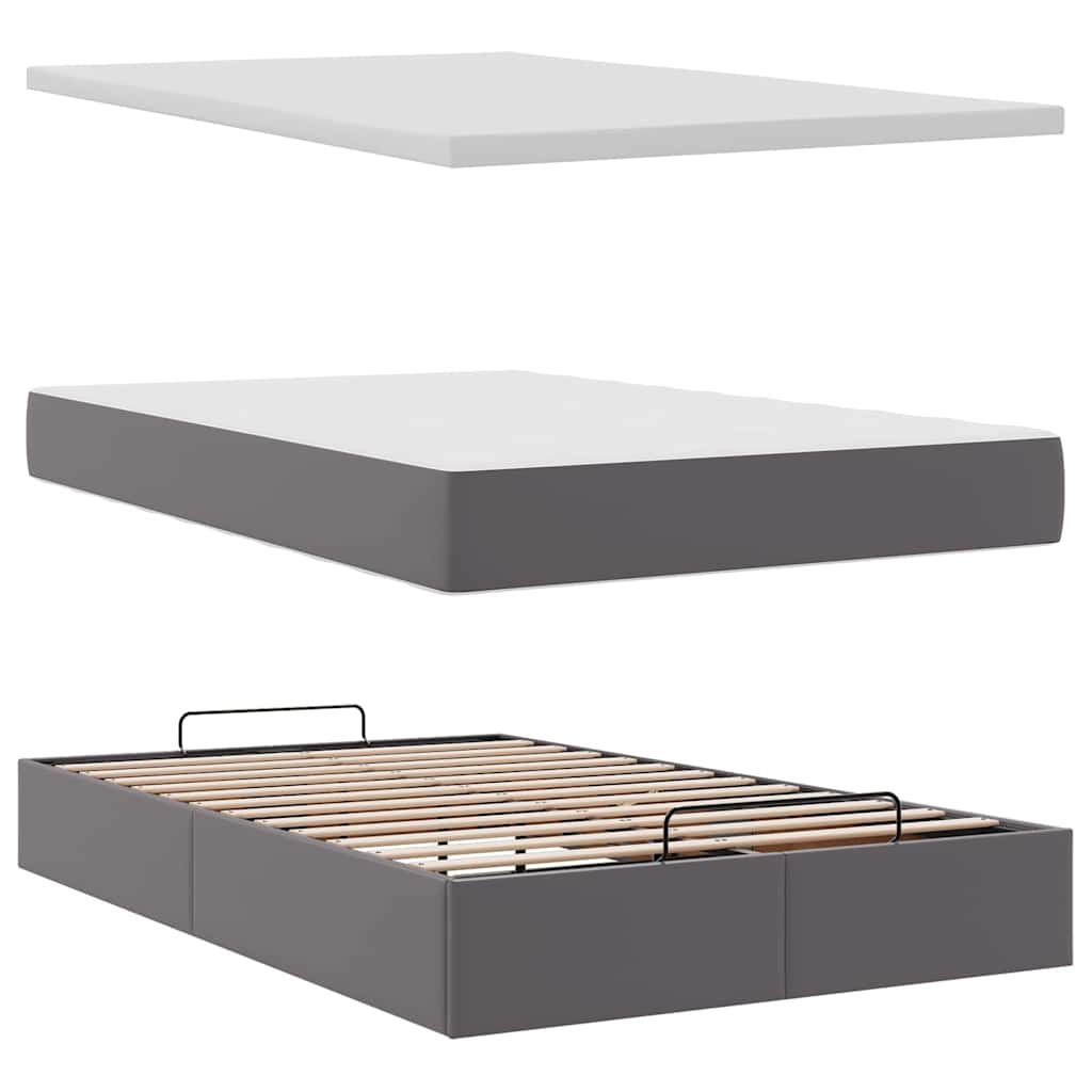 Οθωμανικό κρεβάτι με στρώμα Γκρι 120x190 cm Faux Leather - Pakobazaar