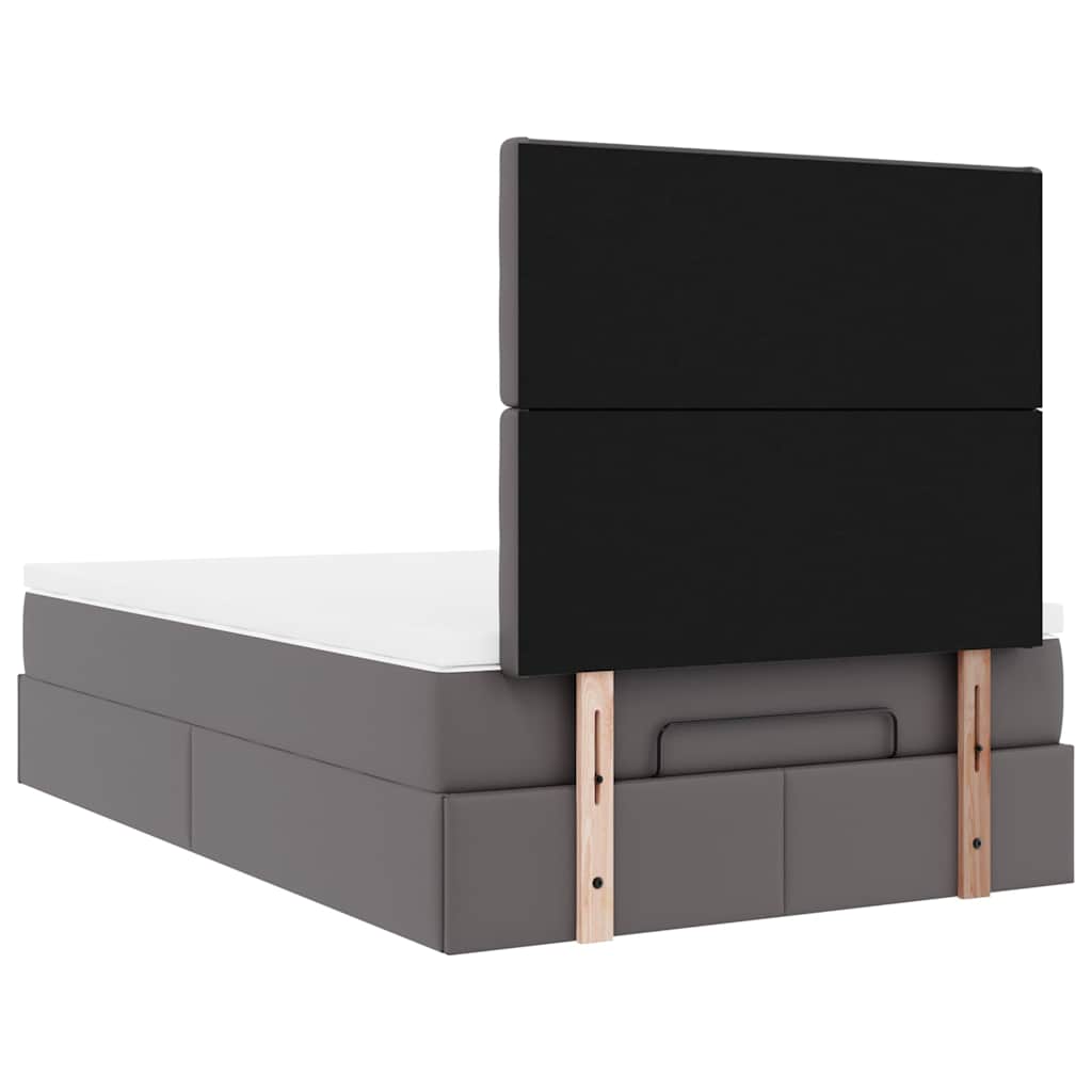 Οθωμανικό κρεβάτι με στρώμα Γκρι 120x190 cm Faux Leather - Pakobazaar