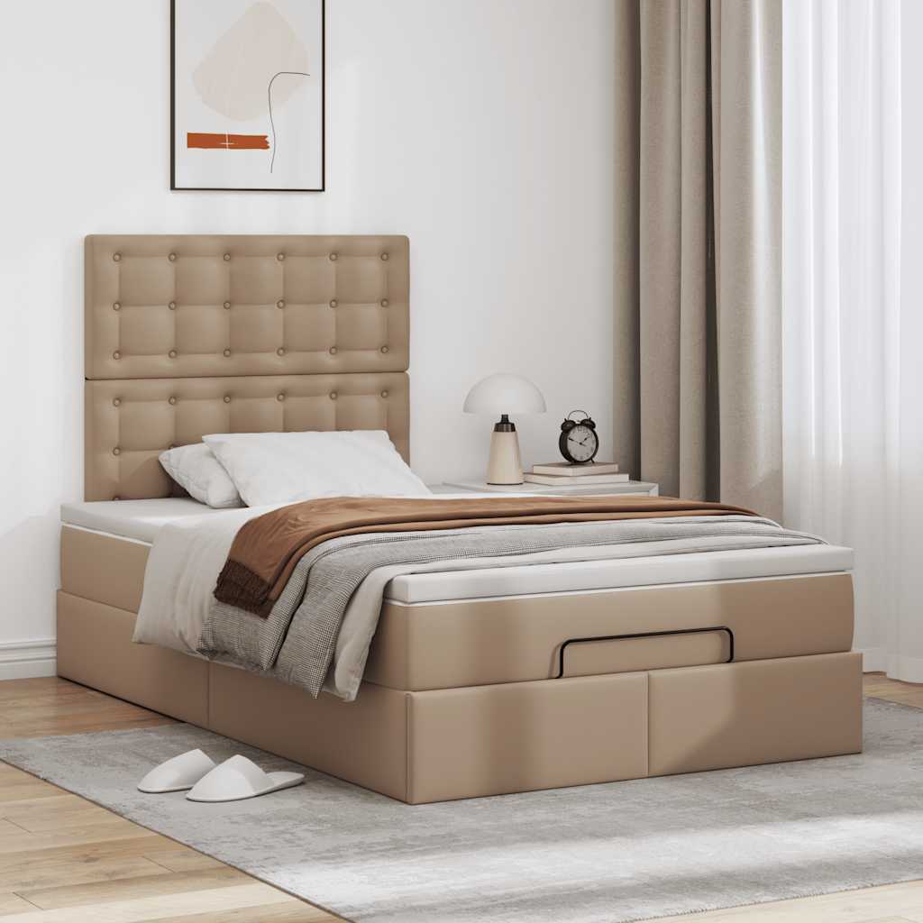 Οθωμανικό κρεβάτι με στρώμα Cappucino 120x190cm Faux Leather - Pakobazaar