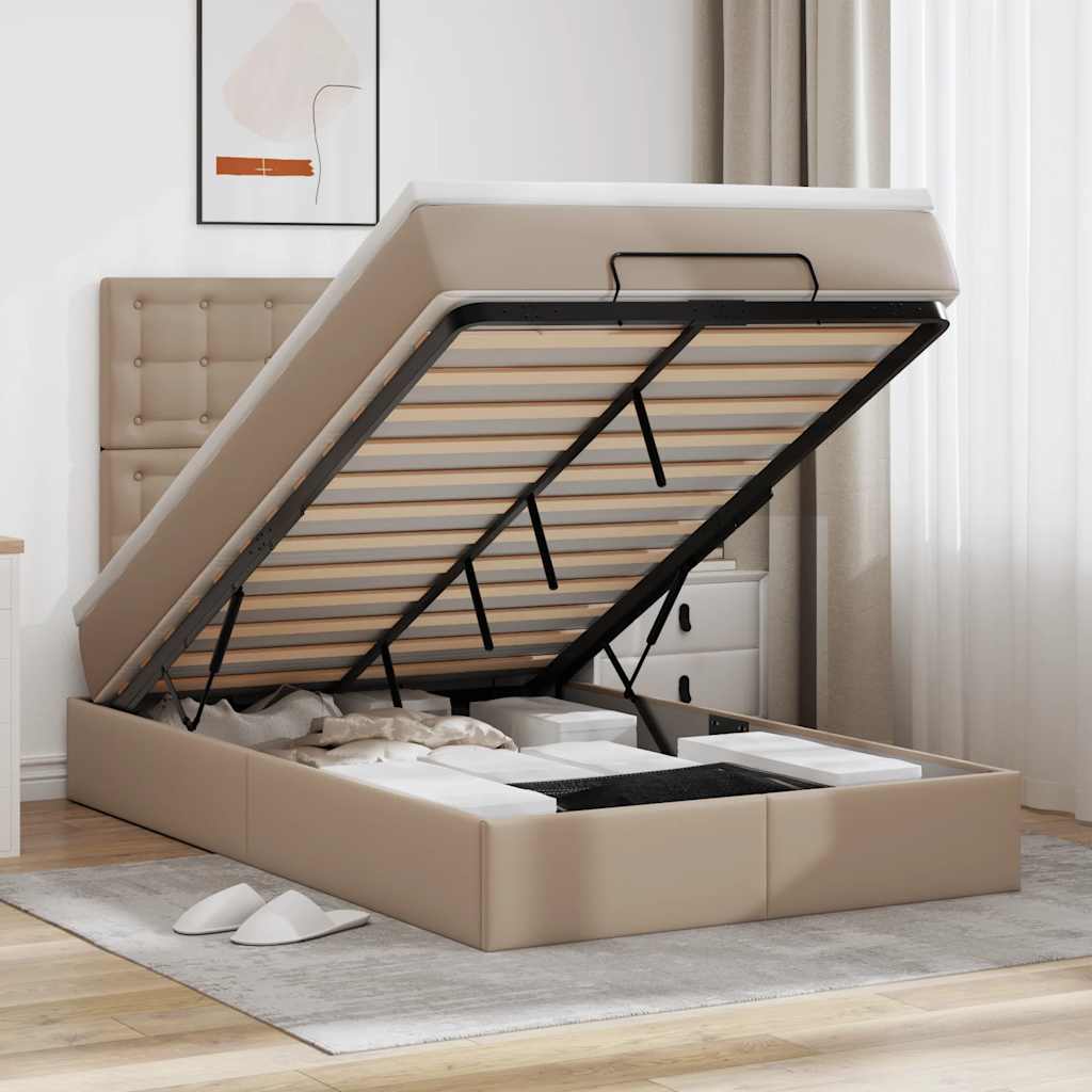 Οθωμανικό κρεβάτι με στρώμα Cappucino 120x190cm Faux Leather - Pakobazaar