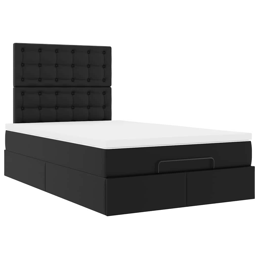 Οθωμανικό κρεβάτι με στρώμα Μαύρο 120x200 cm Faux Leather - Pakobazaar