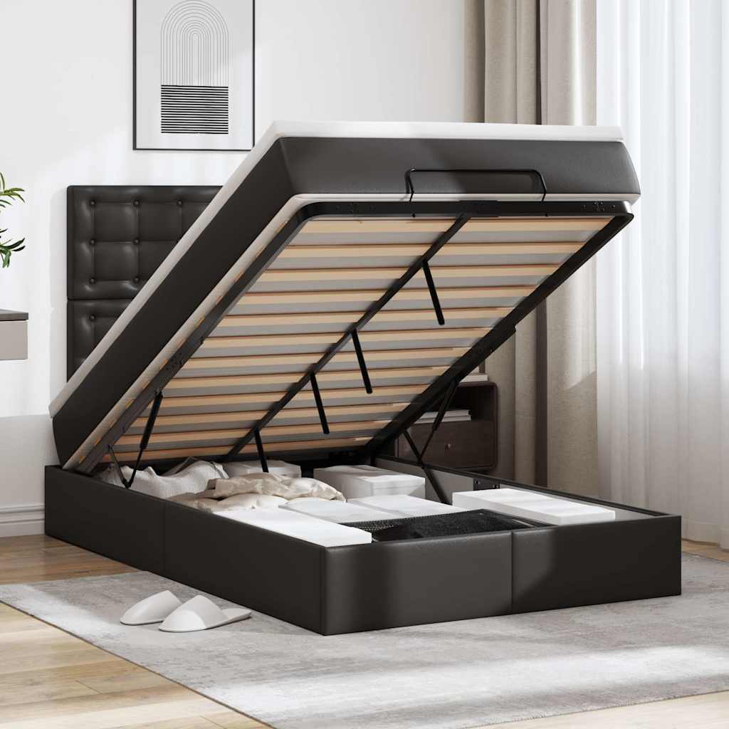 Οθωμανικό κρεβάτι με στρώμα Μαύρο 120x200 cm Faux Leather - Pakobazaar