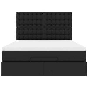Οθωμανικό κρεβάτι με στρώμα Μαύρο 140x190cm Συνθετικό δέρμα - Pakobazaar