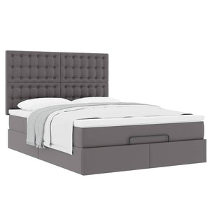 Οθωμανικό κρεβάτι με στρώμα Γκρι 140x190cm Faux Leather - Pakobazaar