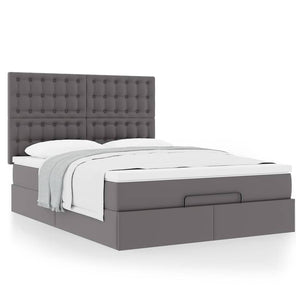 Οθωμανικό κρεβάτι με στρώμα Γκρι 140x190cm Faux Leather - Pakobazaar