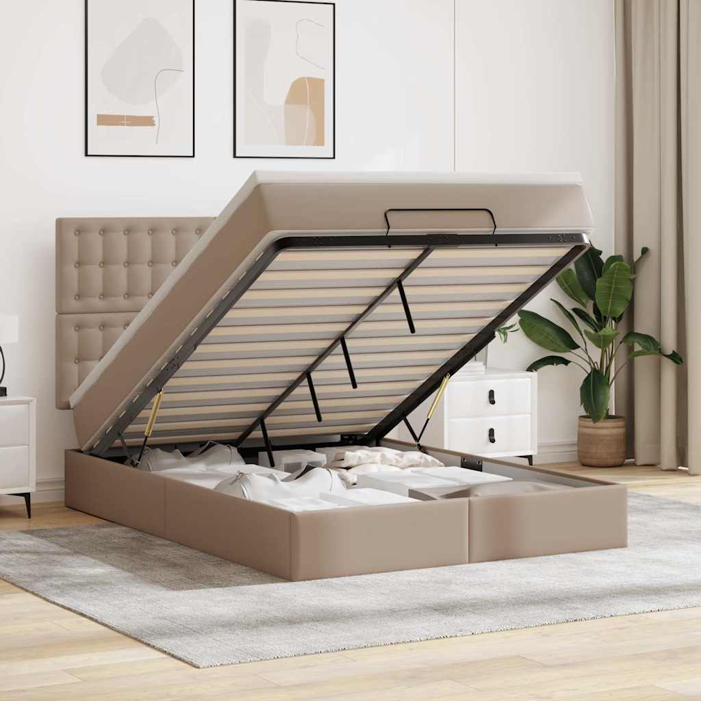 Οθωμανικό κρεβάτι με στρώμα Cappucino 140x190cm Faux Leather - Pakobazaar