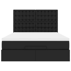 Οθωμανικό κρεβάτι με στρώμα Μαύρο 140x200cm Faux Leather - Pakobazaar