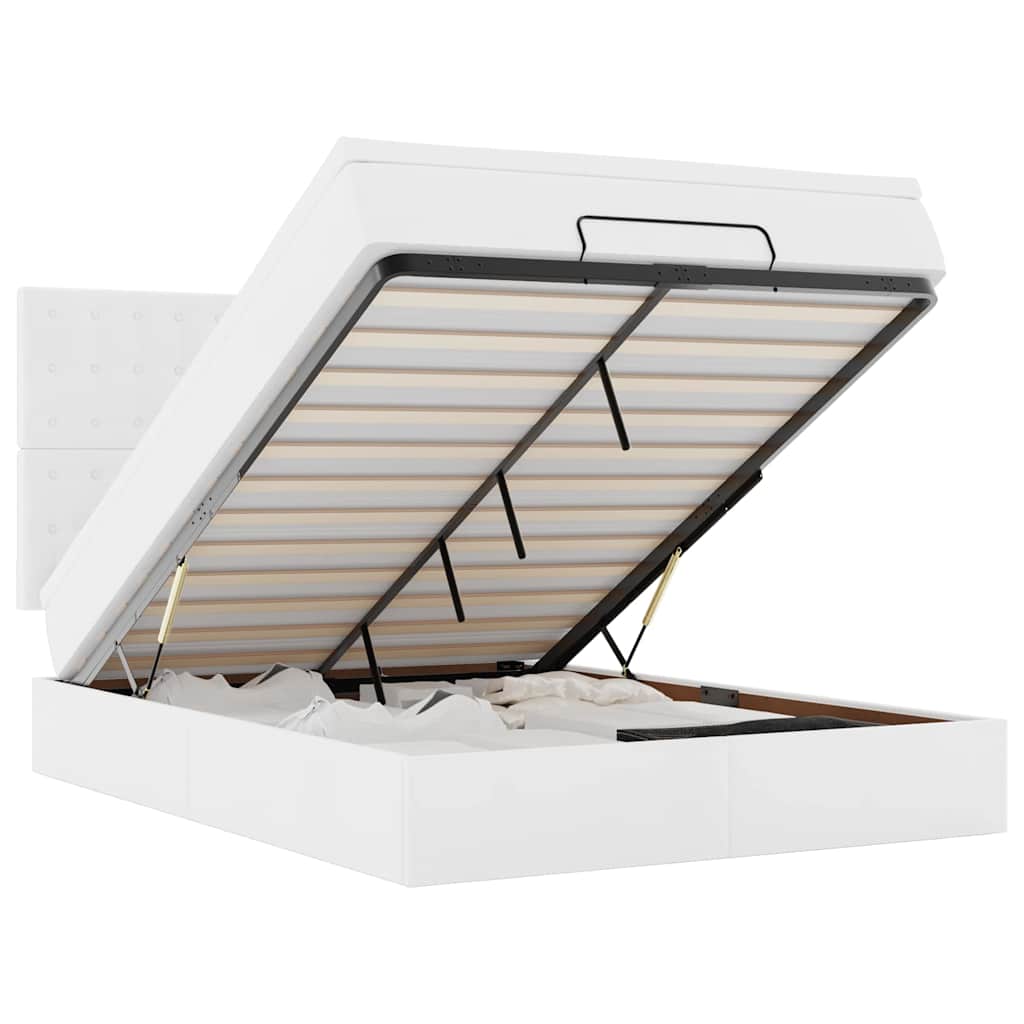 Οθωμανικό κρεβάτι με στρώμα Λευκό 140x200cm Faux Leather - Pakobazaar