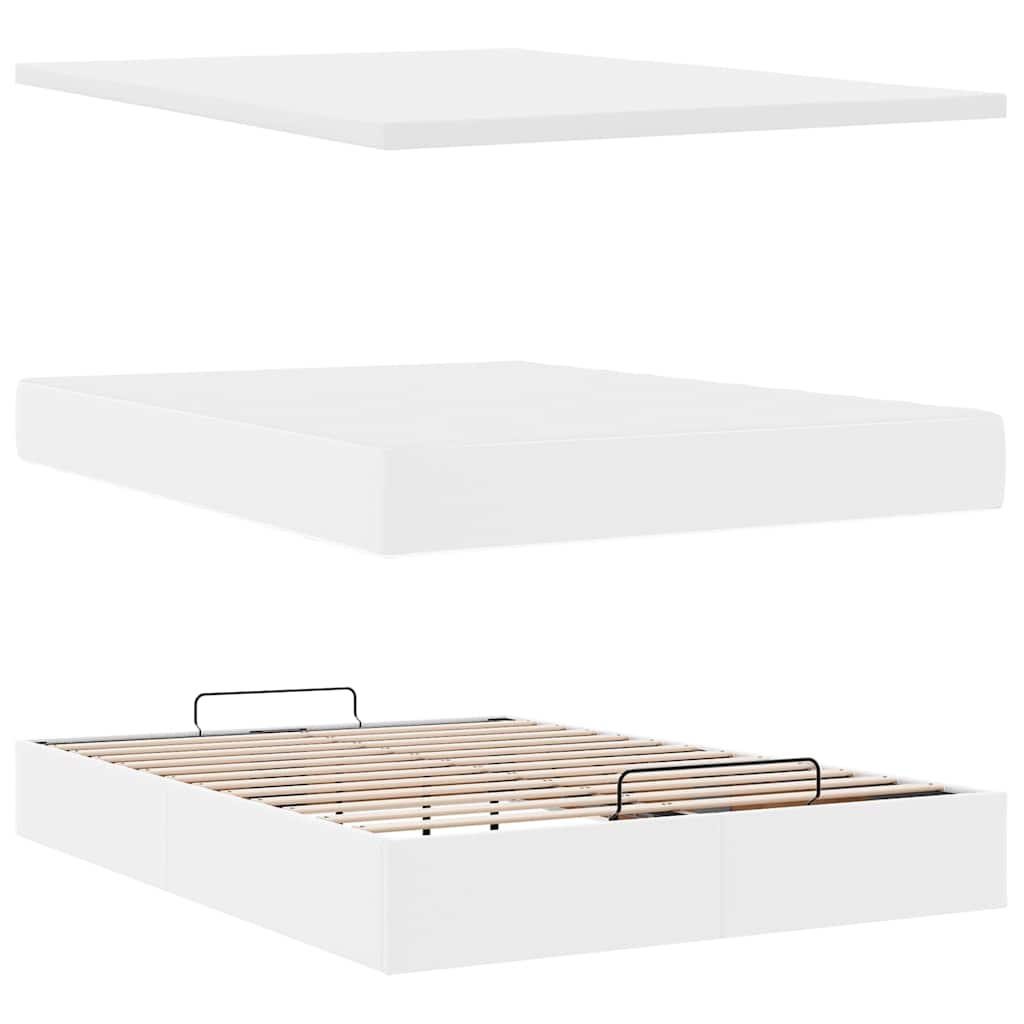 Οθωμανικό κρεβάτι με στρώμα Λευκό 140x200cm Faux Leather - Pakobazaar