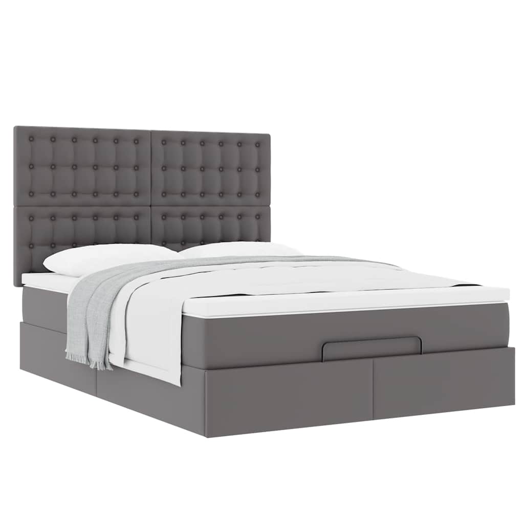 Οθωμανικό κρεβάτι με στρώμα Γκρι 140x200cm Faux Leather - Pakobazaar