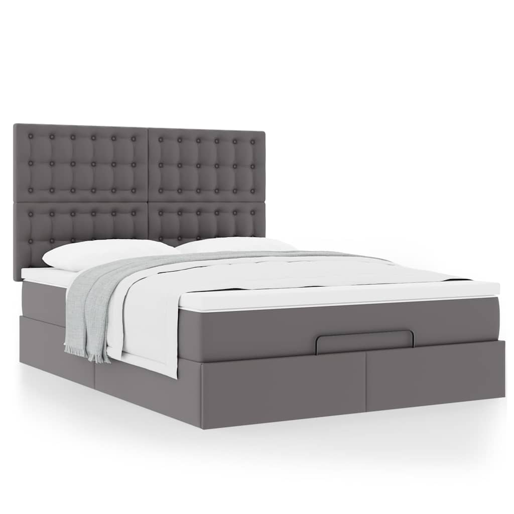 Οθωμανικό κρεβάτι με στρώμα Γκρι 140x200cm Faux Leather - Pakobazaar