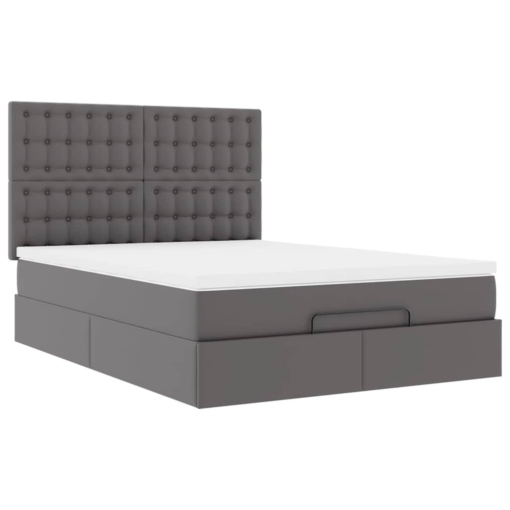 Οθωμανικό κρεβάτι με στρώμα Γκρι 140x200cm Faux Leather - Pakobazaar