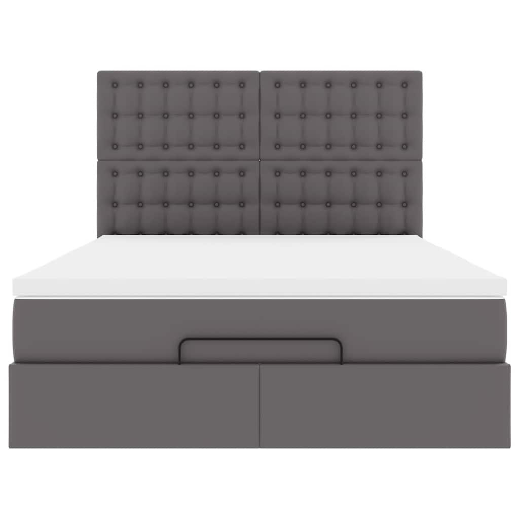 Οθωμανικό κρεβάτι με στρώμα Γκρι 140x200cm Faux Leather - Pakobazaar