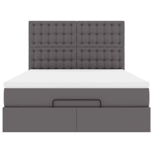Οθωμανικό κρεβάτι με στρώμα Γκρι 140x200cm Faux Leather - Pakobazaar