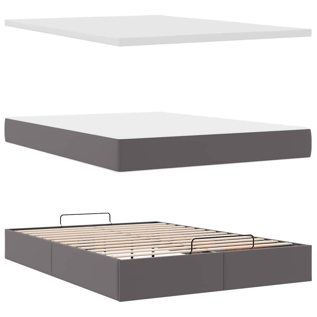 Οθωμανικό κρεβάτι με στρώμα Γκρι 140x200cm Faux Leather - Pakobazaar