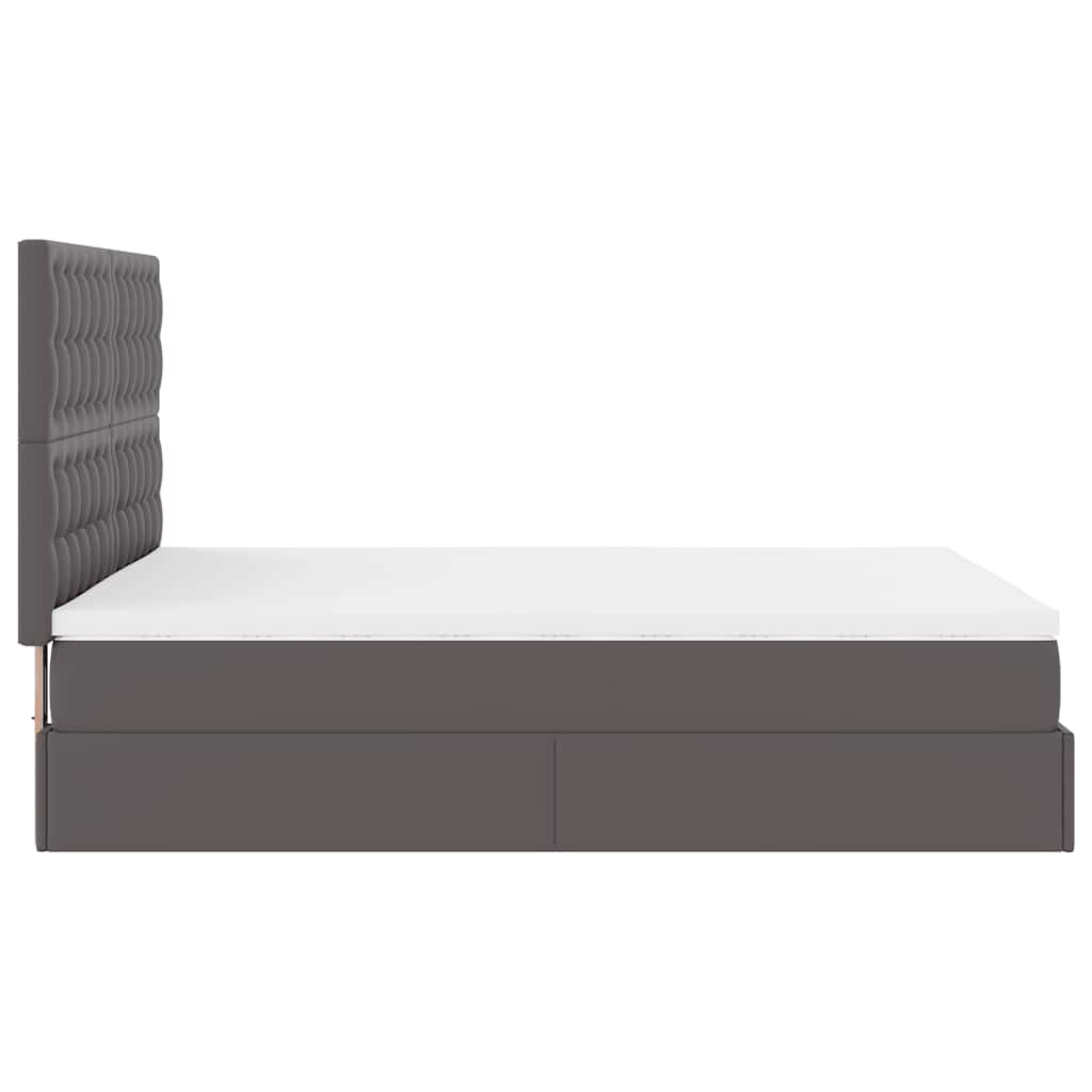 Οθωμανικό κρεβάτι με στρώμα Γκρι 140x200cm Faux Leather - Pakobazaar